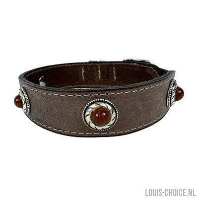 Sazzz Halsband Hond Boho Treasure Stone Vintage Leer Bruin-SAZZZ-Louis Choice