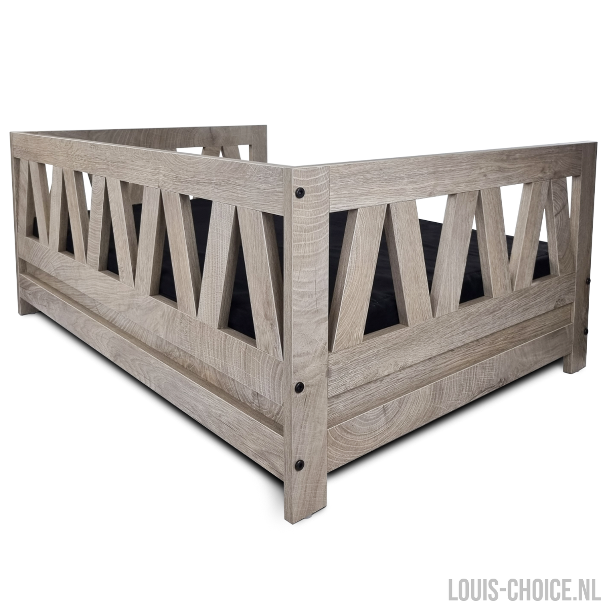 Topmast Houten Hondenmand Bali - 95 x 49 x 44 cm - Weathered grey - Inclusief kussen-Topmast-Louis Choice