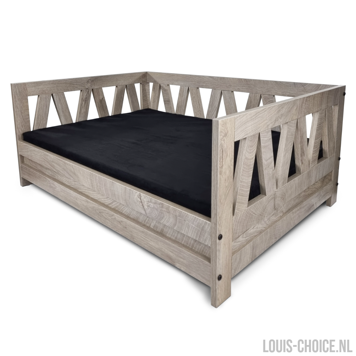 Topmast Houten Hondenmand Bali - 95 x 49 x 44 cm - Weathered grey - Inclusief kussen-Topmast-Louis Choice