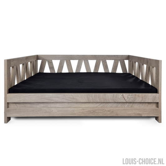 Topmast Houten Hondenmand Bali - 95 x 49 x 44 cm - Weathered grey - Inclusief kussen-Topmast-Louis Choice