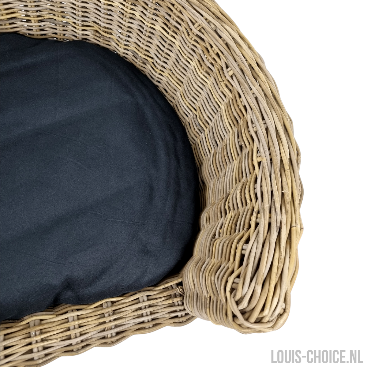 Topmast Palermo - Rieten Dierenmand met Kussen - Zwart - 68 x 57 x 33 cm-Topmast-Louis Choice