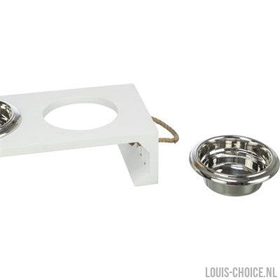 Trixie Be Nordic Set Voerbak / Waterbak Hout / Rvs Wit-TRIXIE-Louis Choice