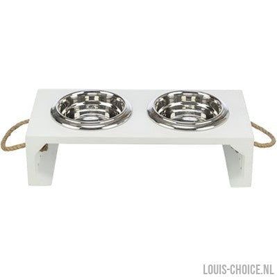 Trixie Be Nordic Set Voerbak / Waterbak Hout / Rvs Wit-TRIXIE-Louis Choice