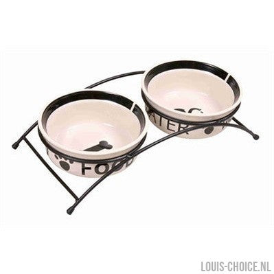 Trixie Voerbak / Drinkbak Set Eat On Your Feet Wit / Zwart-TRIXIE-Louis Choice
