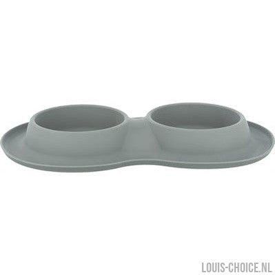 Trixie Voerbak / Waterbak Dubbel Siliconen / Rvs Grijs-TRIXIE-Louis Choice