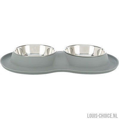 Trixie Voerbak / Waterbak Dubbel Siliconen / Rvs Grijs-TRIXIE-Louis Choice