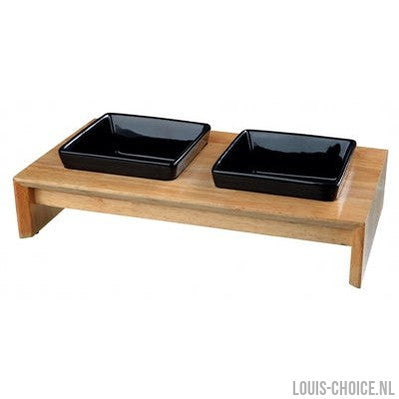 Trixie Voerset Keramiek Met Houten Onderstel Zwart-TRIXIE-Louis Choice