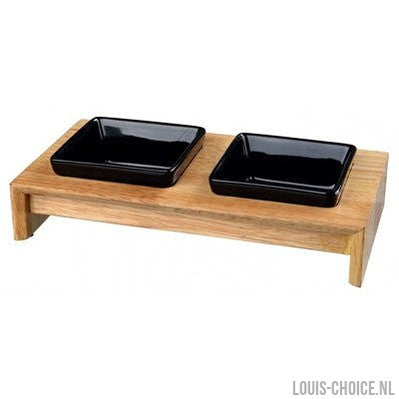 Trixie Voerset Keramiek Met Houten Onderstel Zwart-TRIXIE-Louis Choice