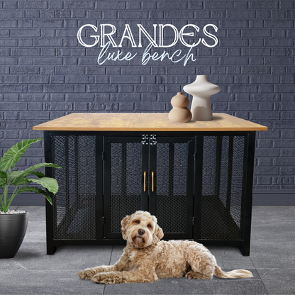Topmast Metalen Bench Grandes - Luxeus - 118.5 x 78 x 83 cm - Rustic Brown & Black