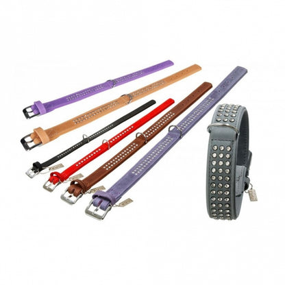 Karlie Buffel strass halsband- Paars - 3 rijen, 65cm/40mm