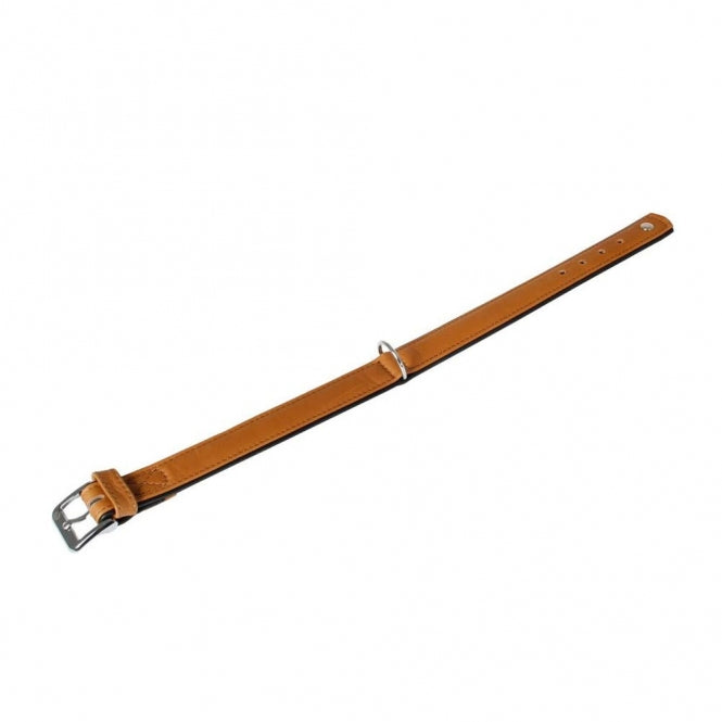 Karlie Halsband Elegante Kalfsleer - Cognac/Zwart - 60cm / 35mm