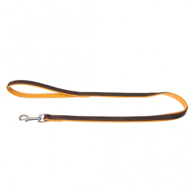 Karlie Vintage Trendy Riem - Donkerbruin/geel - 110cm / 14mm
