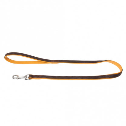 Karlie Vintage Trendy Riem - Donkerbruin/geel - 110cm / 14mm